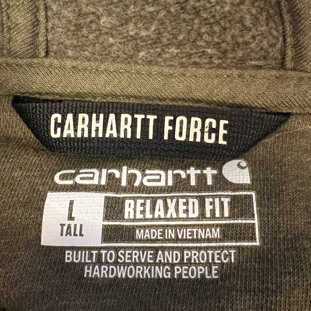 Carhartt Force Olive Relaxed Fit Hoodie Men’s Large Tall - Picture 3 of 8